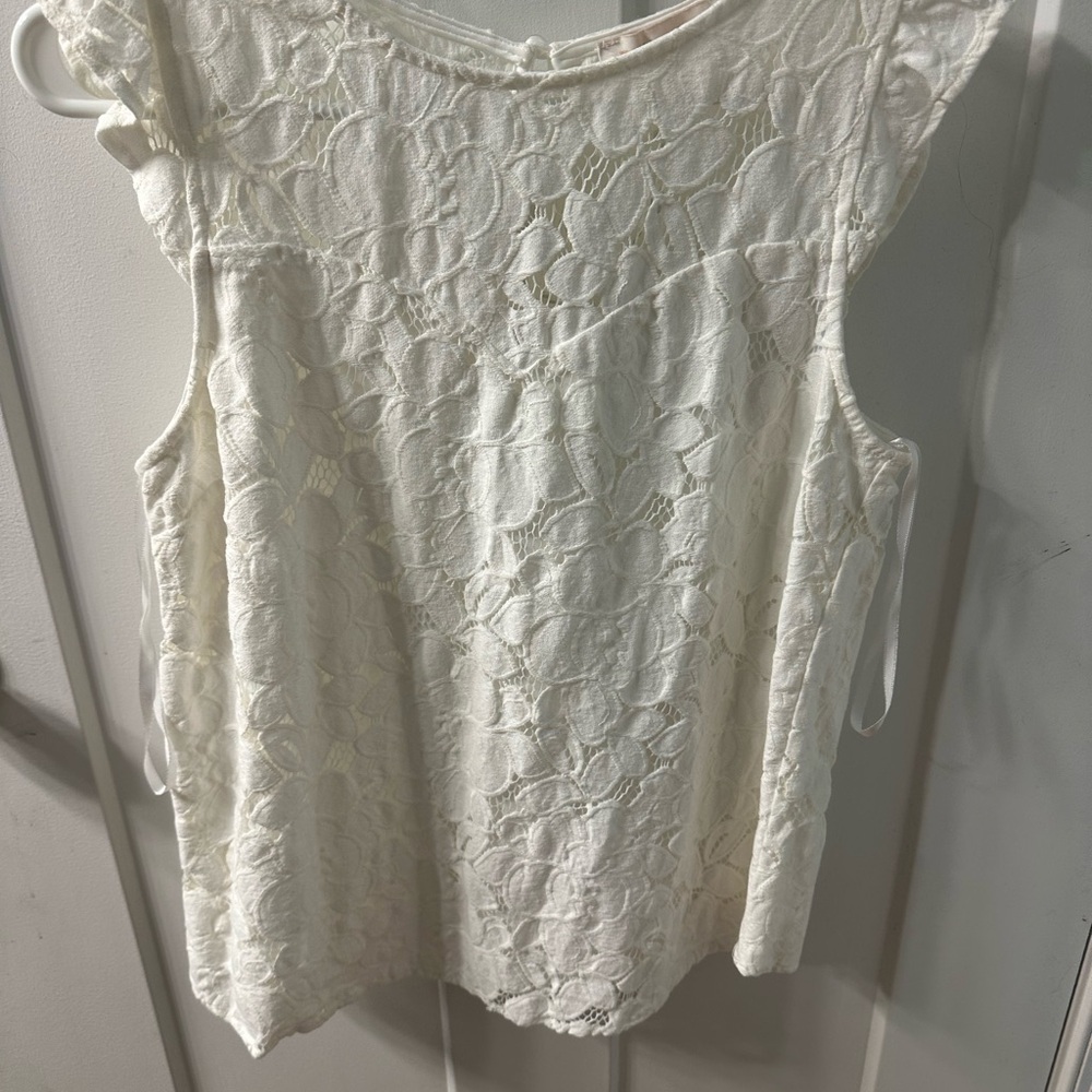 Monteau Ivory Floral Lace Blouse